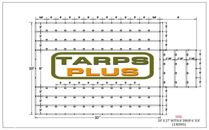 20' x 27' Heavy Duty 18oz Lumber Tarp with 6' Drop Rain Flaps
