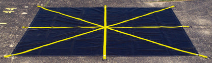 Wide image of Roofer Tear-Off Tarp with straps and D-rings
